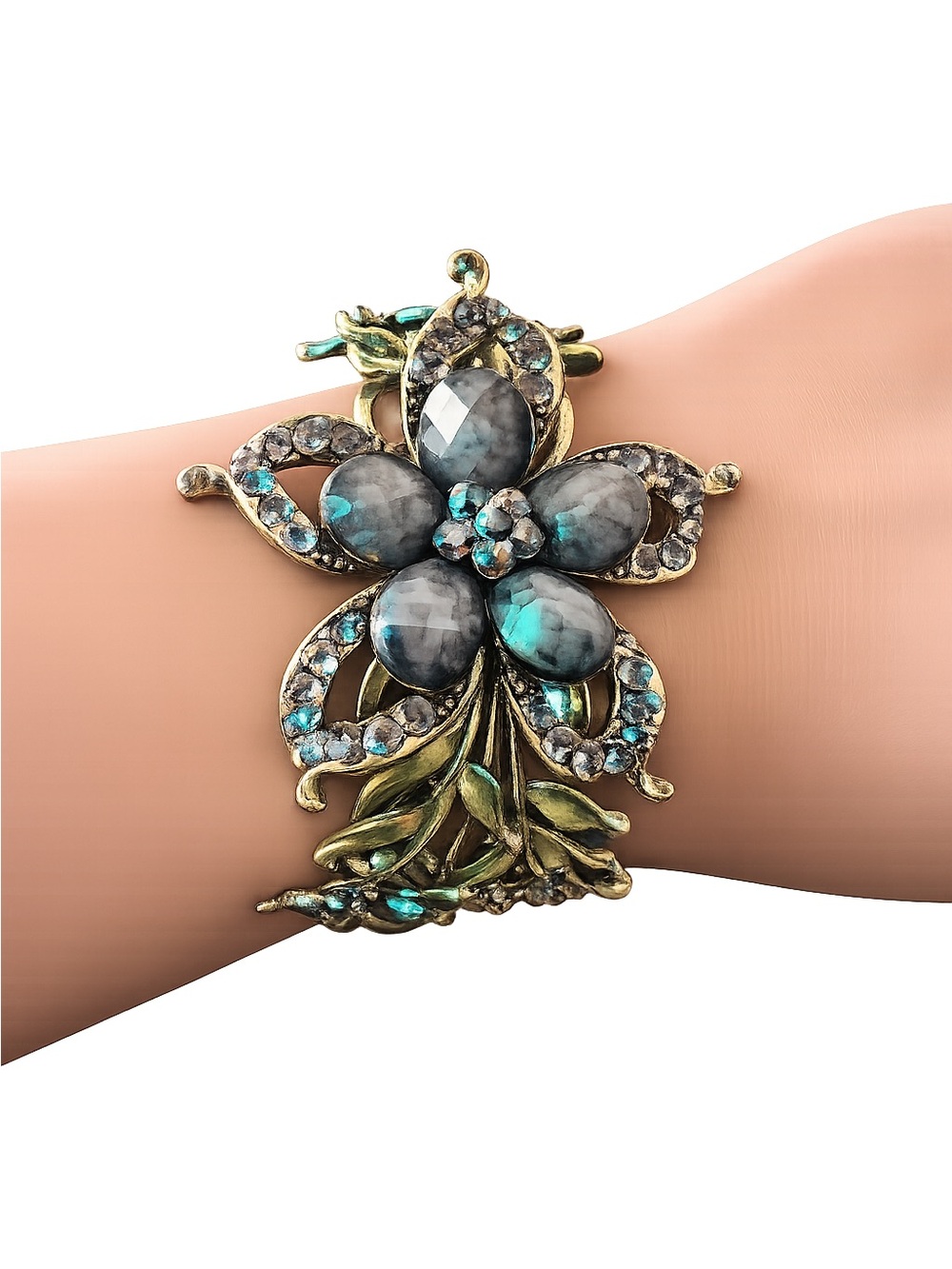 Vintage-Inspired Flower Statement Bracelet